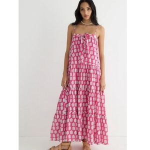 J. Crew Pink and White Maxi Dress